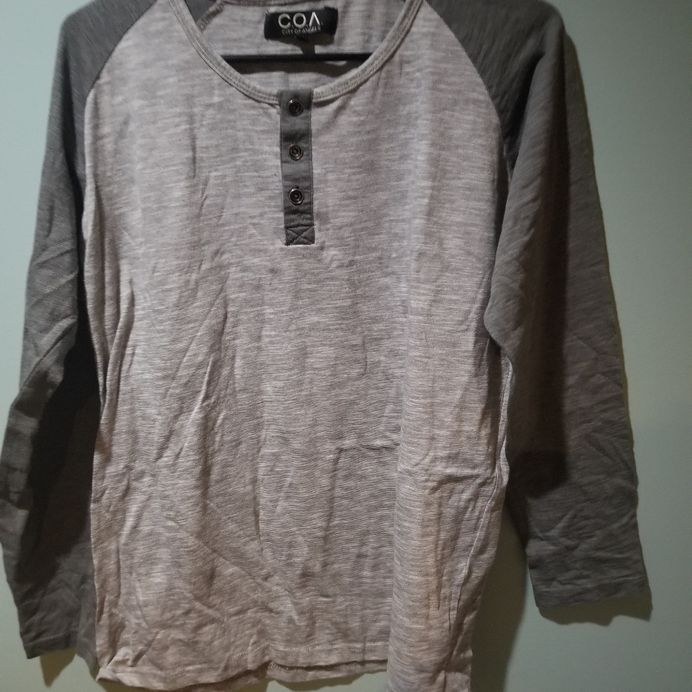 C.o.a. city of angels Gray black henley Size XL